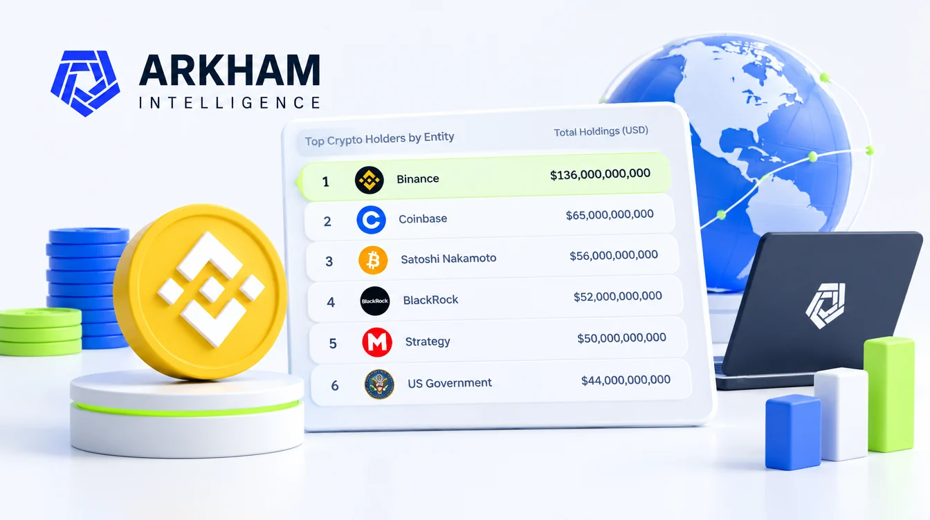 Arkham назвали крупнейших ончейн-криптодержателей: Binance лидирует с $136 млрд