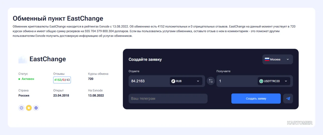 Скриншот: EastChange