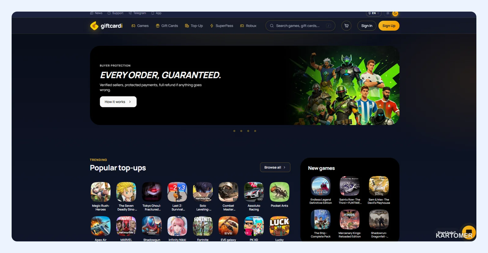 Скриншот: GiftCardi