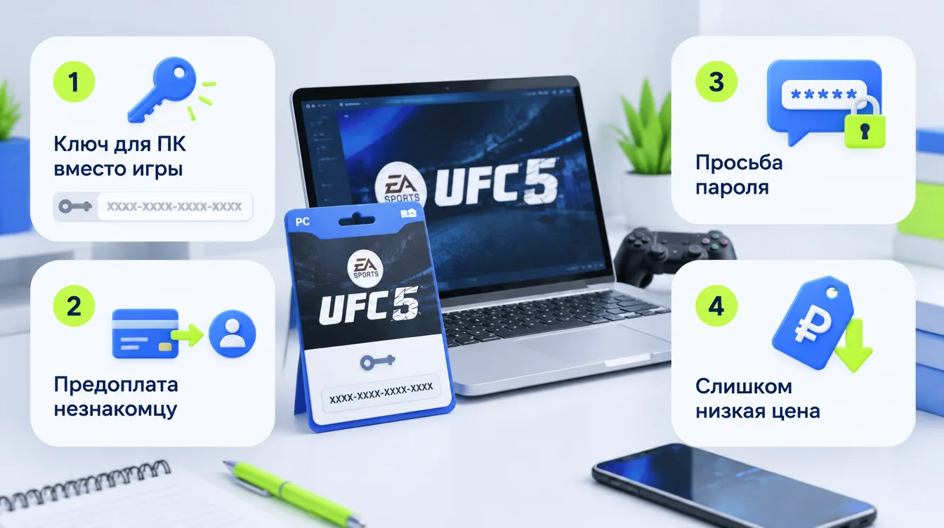 Памятка: четыре признака мошенничества при продаже игры — ключ для ПК, предоплата незнакомцу, просьба пароля, слишком низкая цена
