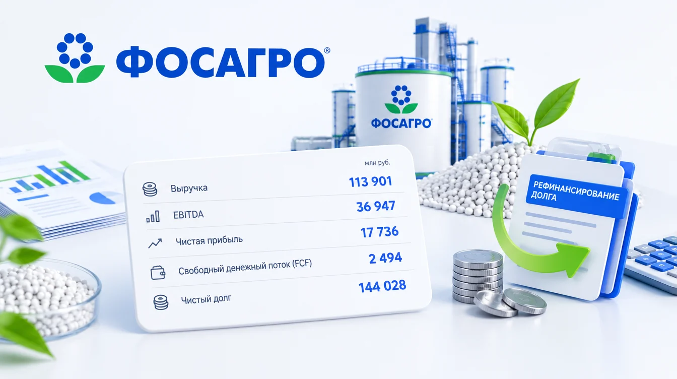 ФосАгро отчиталась за III кв. 2025 г. — компания рефинансирует свой долг, FCF снизился до 2,5 млрд руб. Рекомендаций по дивидендам нет.