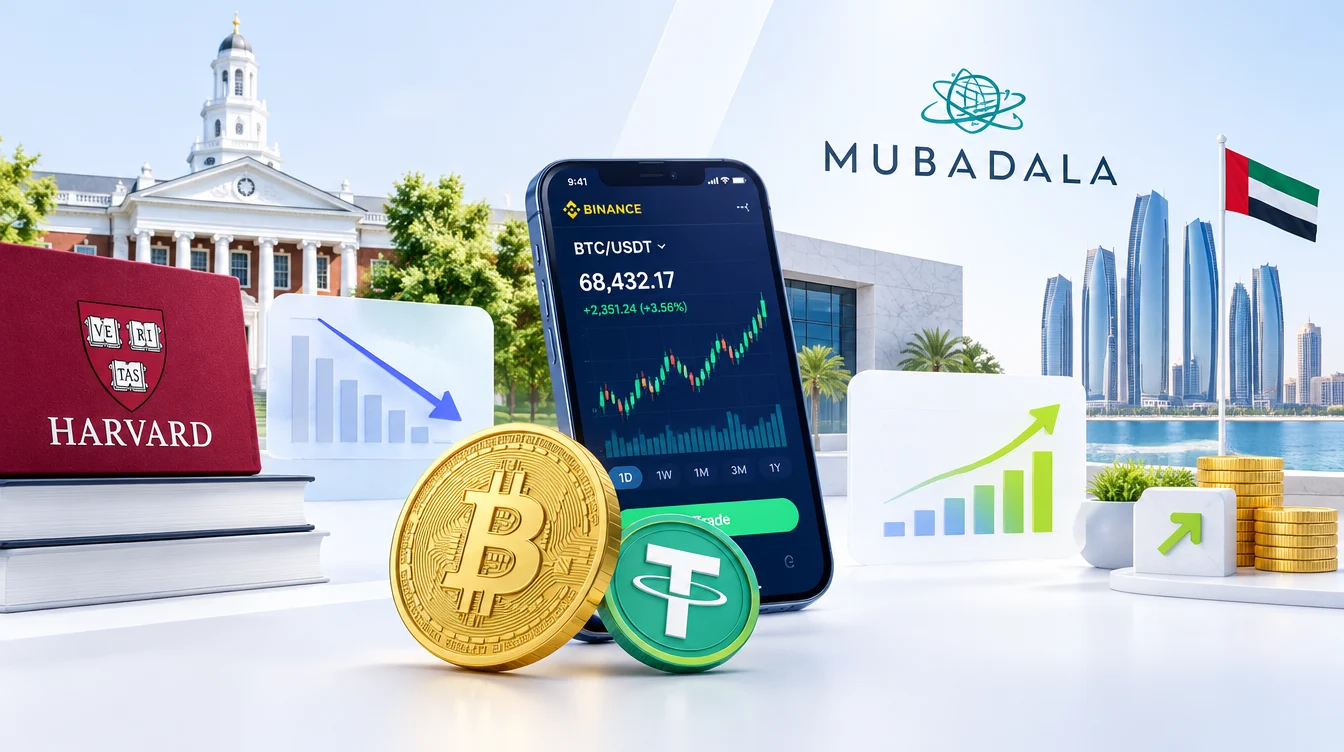 Гарвард сокращает криптоэкспозицию, а Mubadala наращивает ставку на Bitcoin