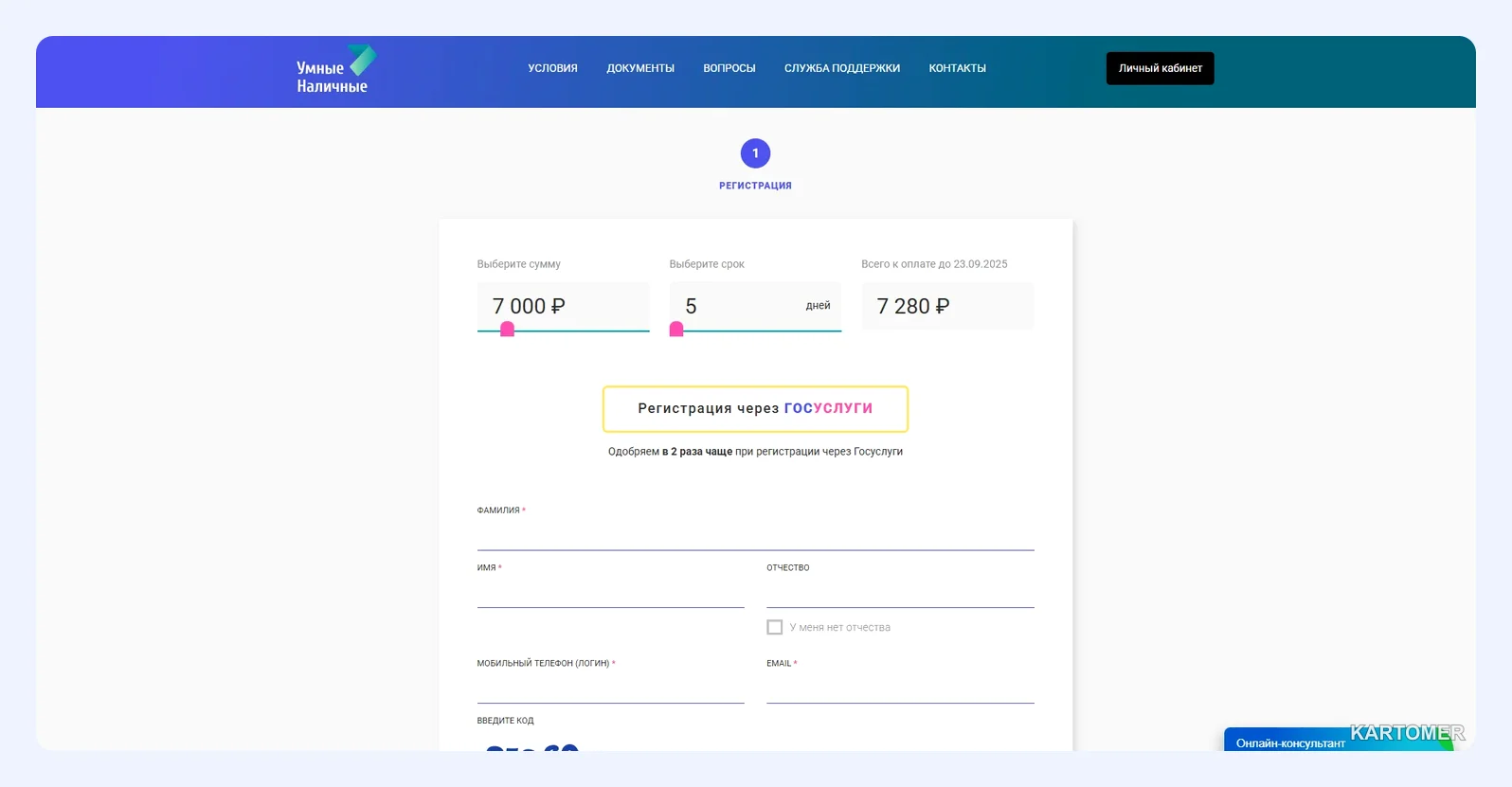 Скриншот: Zaymer, Turbozaim и Smartcash