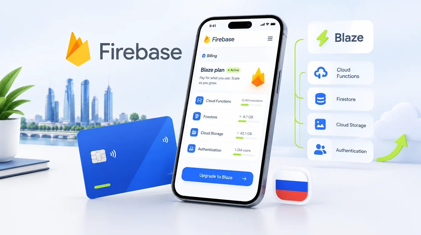 Как оплатить Firebase и включить тариф Blaze из России в 2026 году