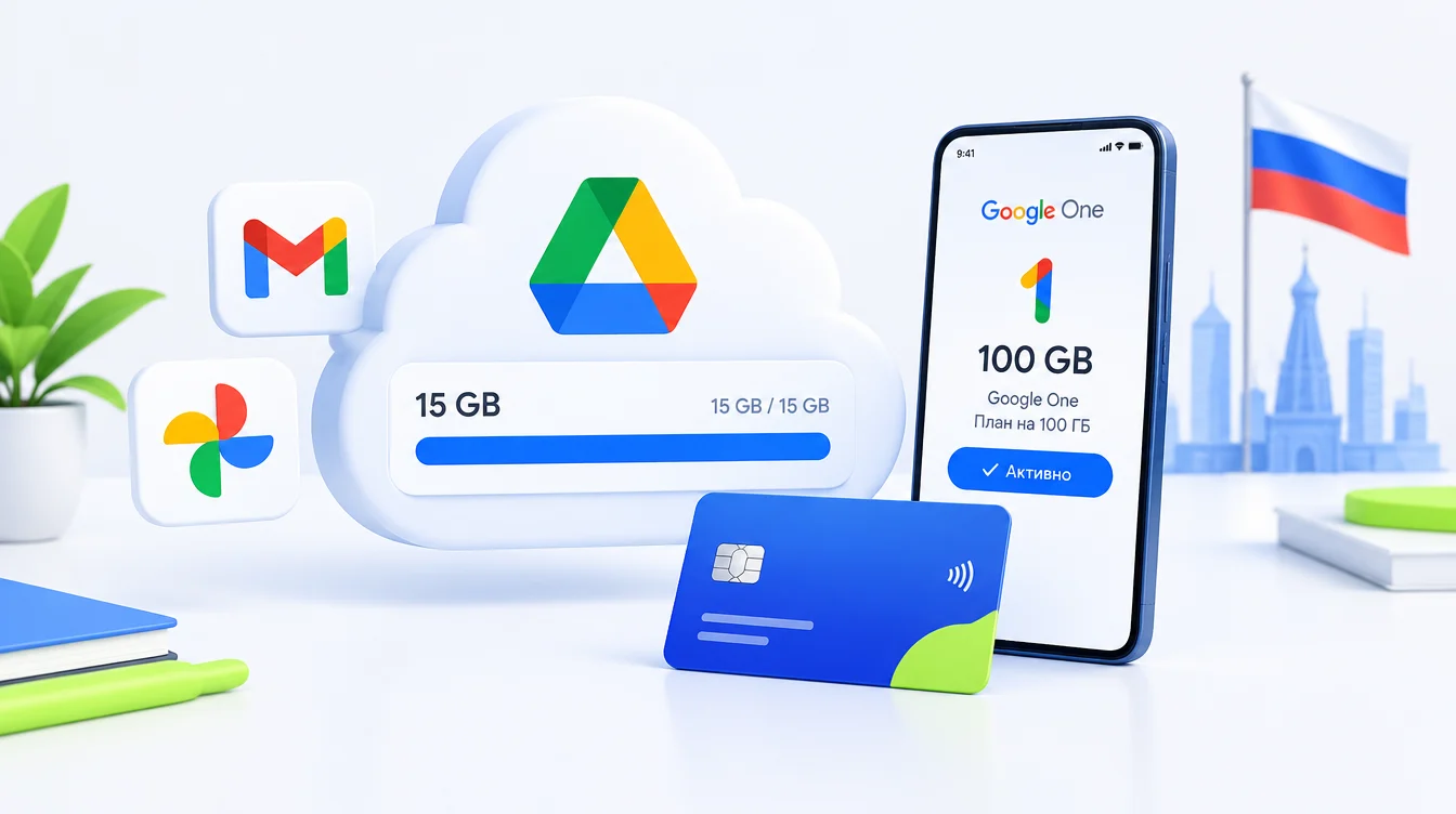 Как оплатить Google Drive (Google One) из России в 2026 году