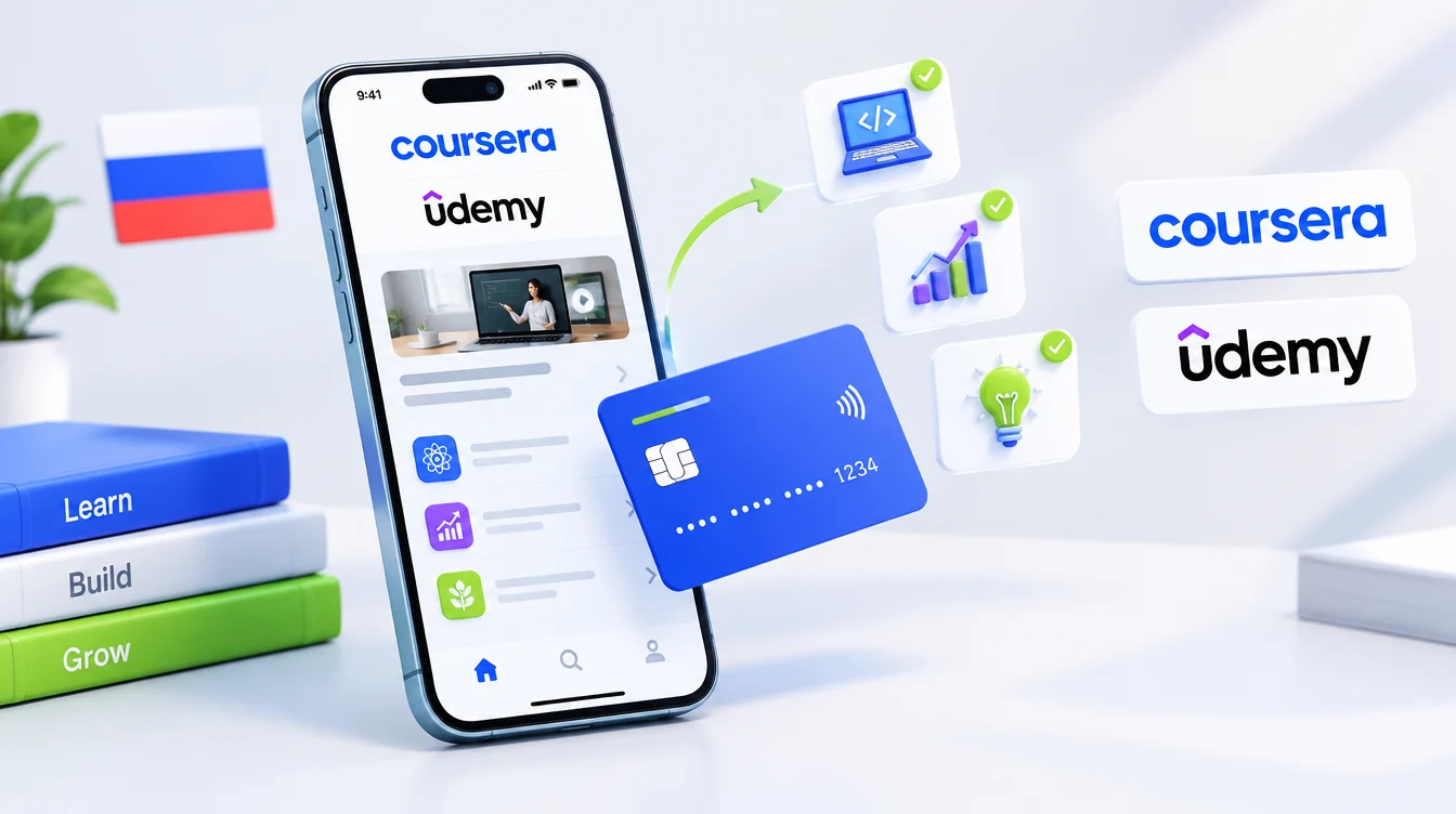 Как оплатить курсы Coursera и Udemy из России в 2026 году