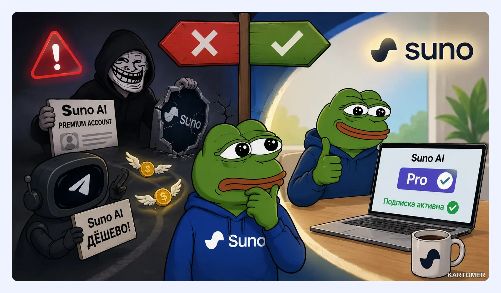 Скриншот: Риски и ненадежные способы покупки подписки Suno AI