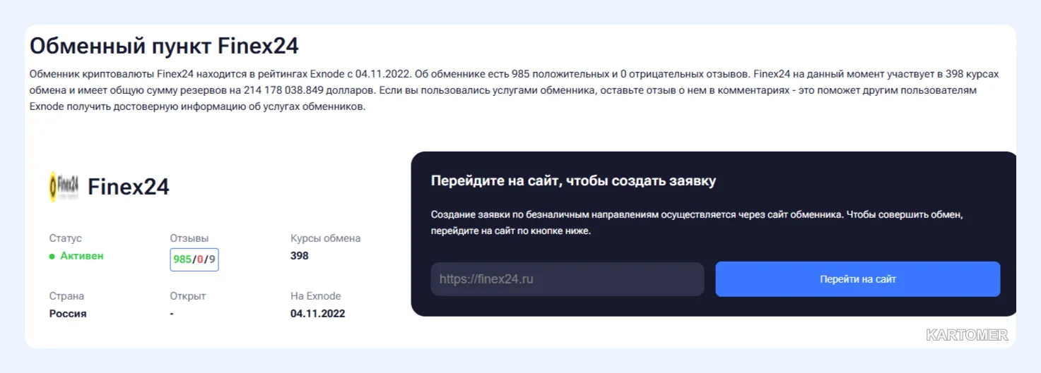 Скриншот: Finex24