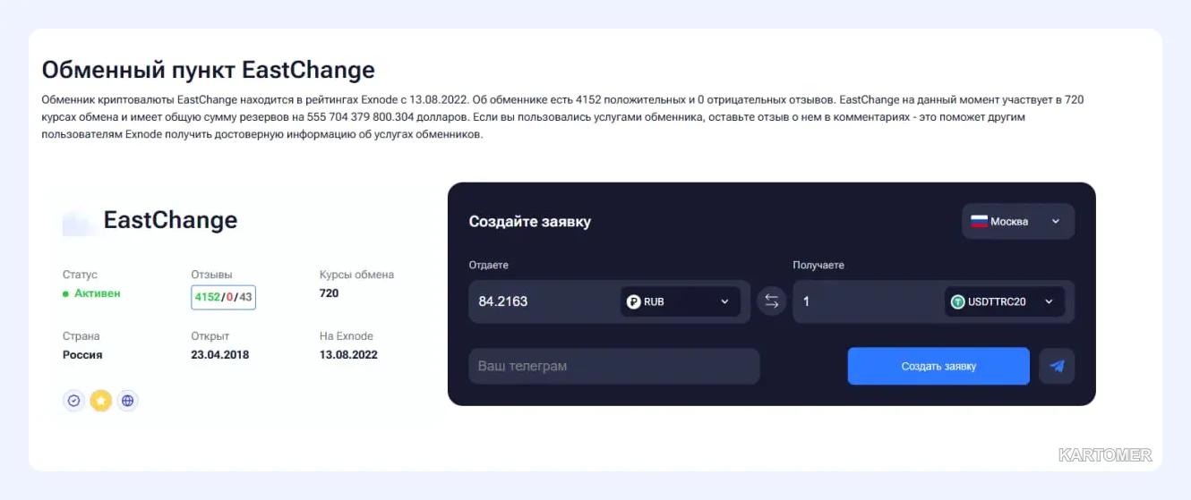 Скриншот: EastChange