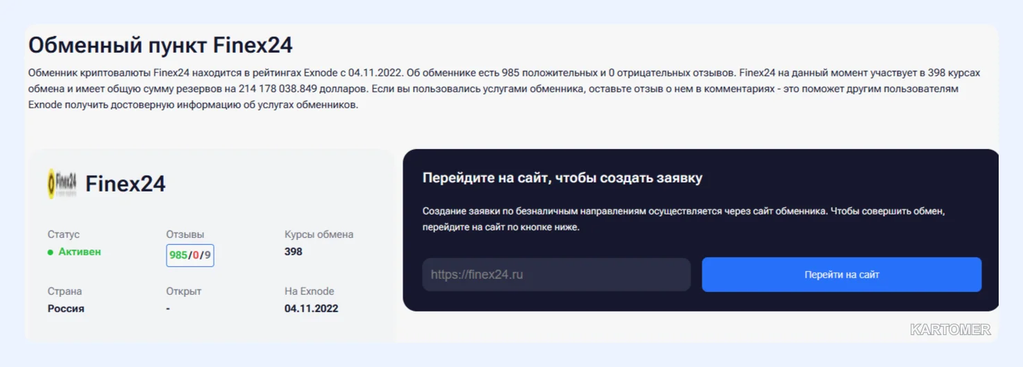 Скриншот: Finex24