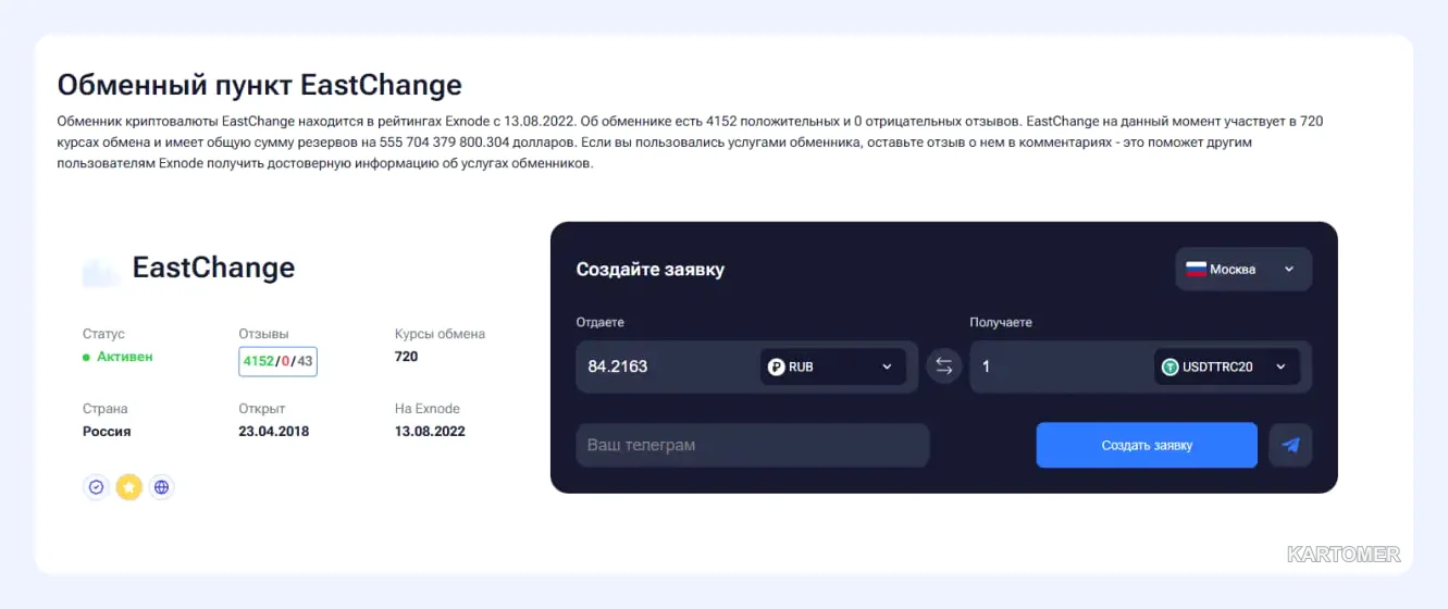 Скриншот: EastChange