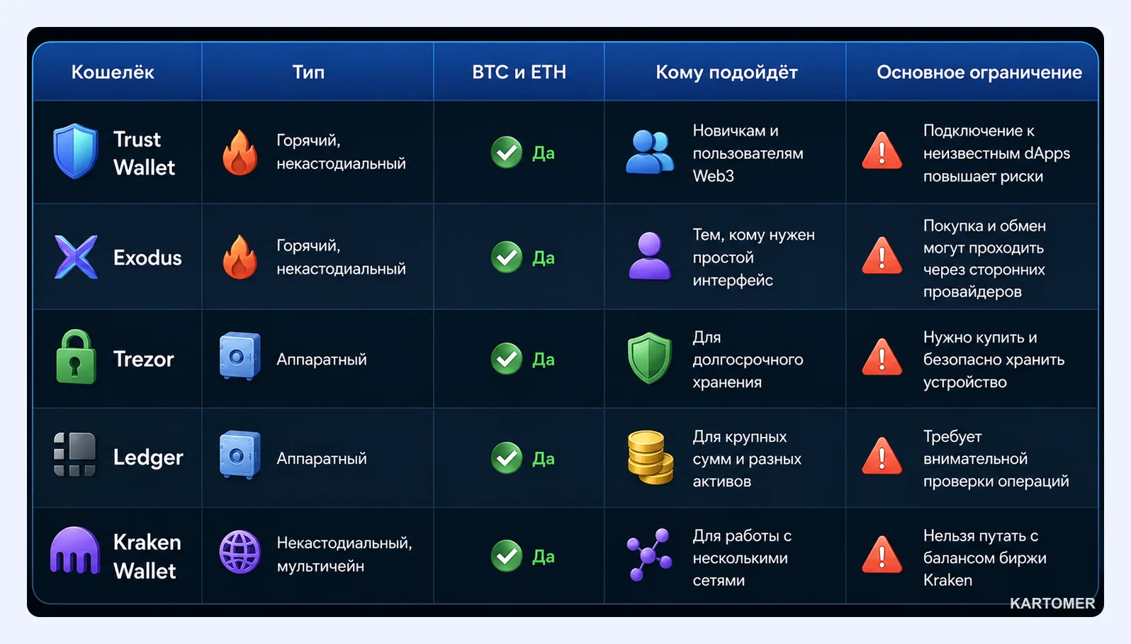 Скриншот: Лучшие кошельки для Bitcoin и Ethereum в 2026 году