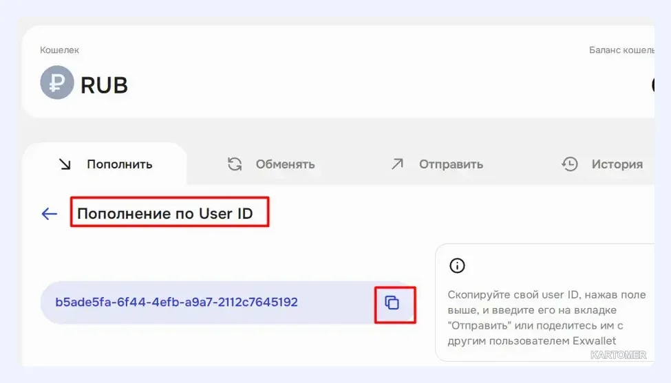 Скриншот: Пополнение по User ID