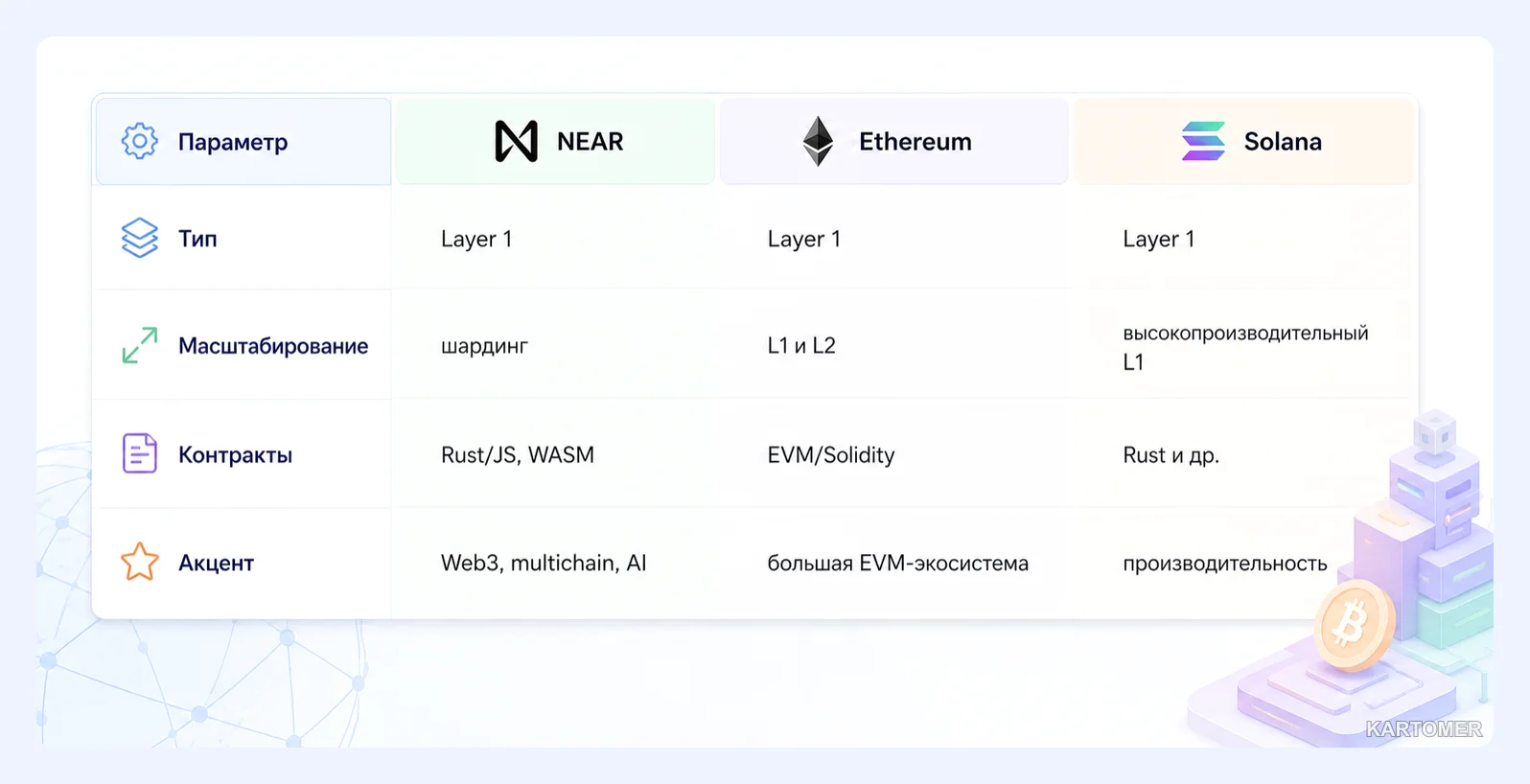 Скриншот: NEAR, Ethereum и Solana