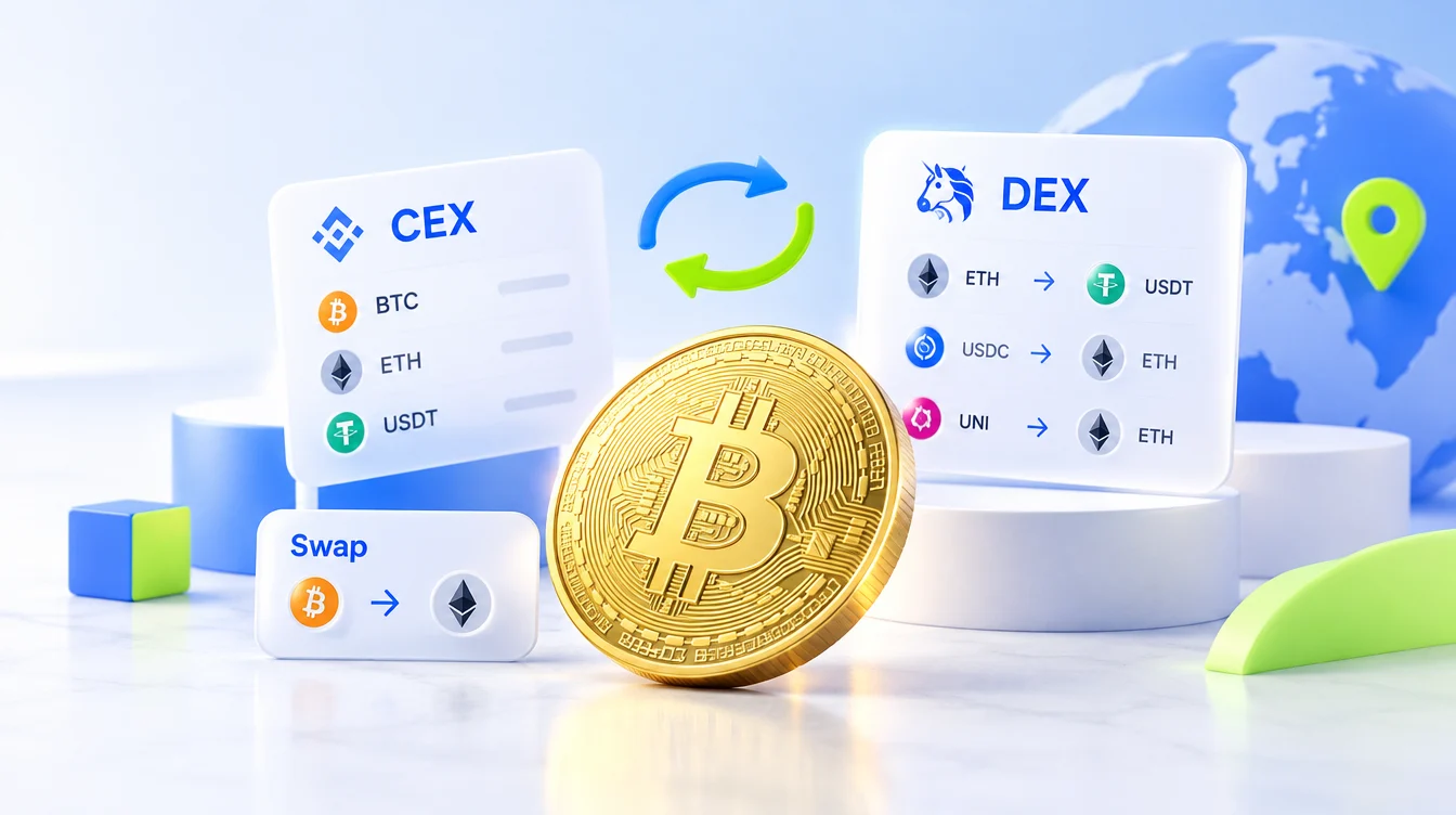 Обмен криптовалюты: своп, CEX и DEX для новичков