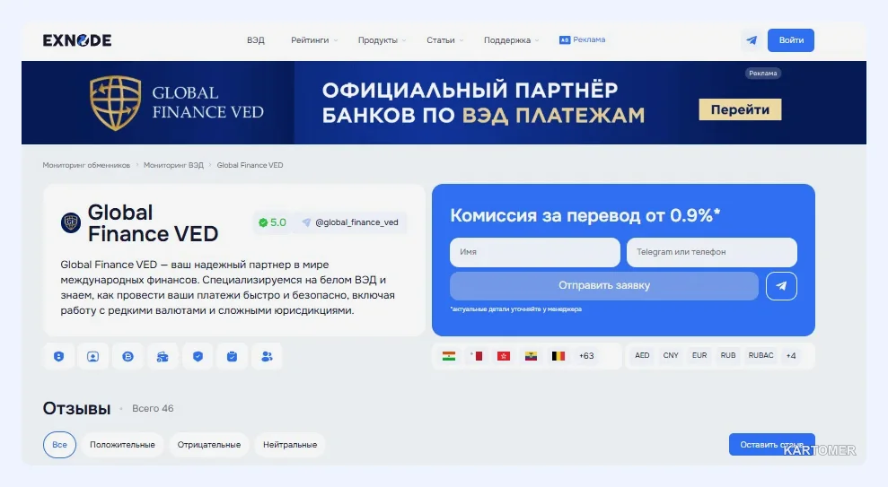 Скриншот: 1. Global Finance — быстрые переводы