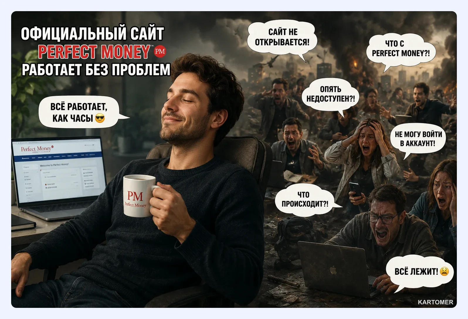 Скриншот: Регистрация и вход в Perfect Money
