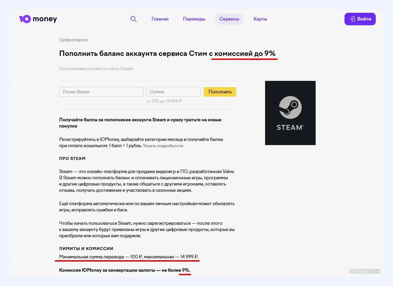 Скриншот: Альтернативные риски и способы пополнить кошелек Steam