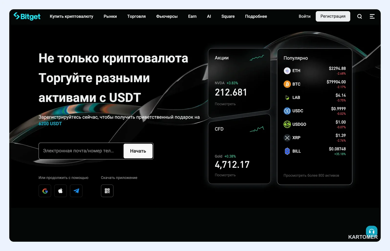 Скриншот: 1. Bitget — одна площадка на старт и на вырост