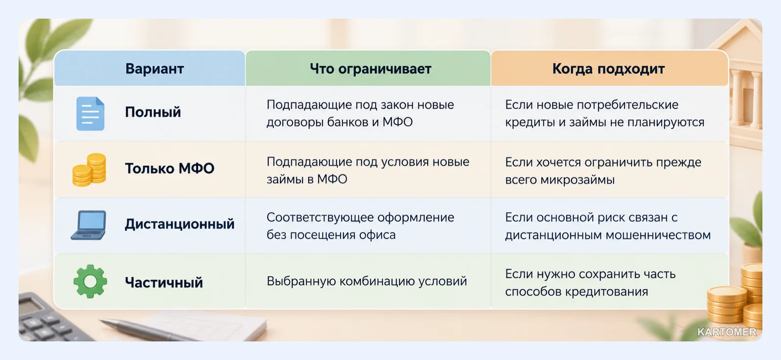 Скриншот: Полный и частичный самозапрет