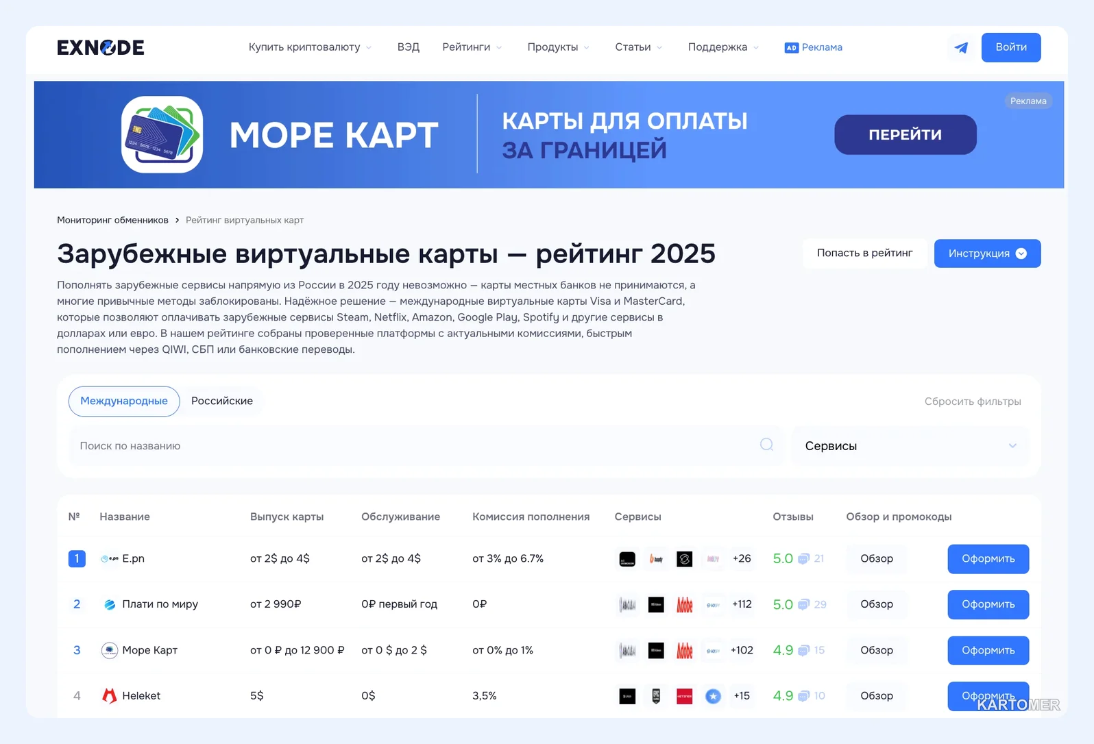 Скриншот: Сделать виртуальную карту для оплаты в интернете и зарубежных сервисах из России