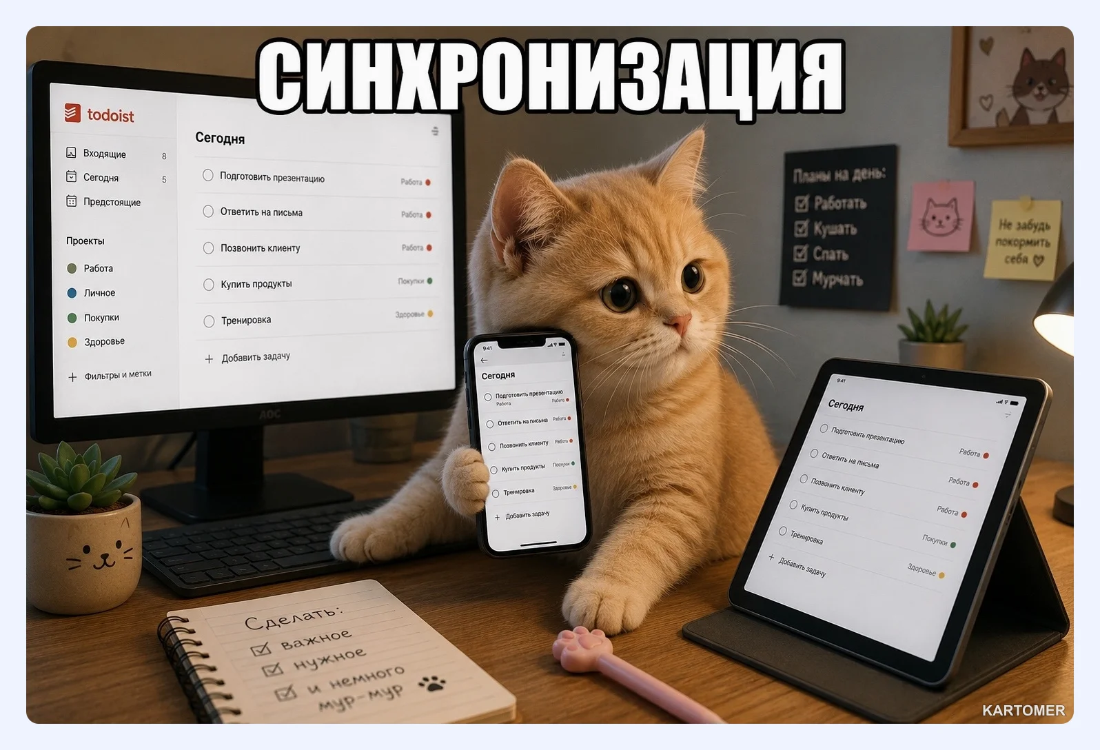 Скриншот: Todoist для разных устройств
