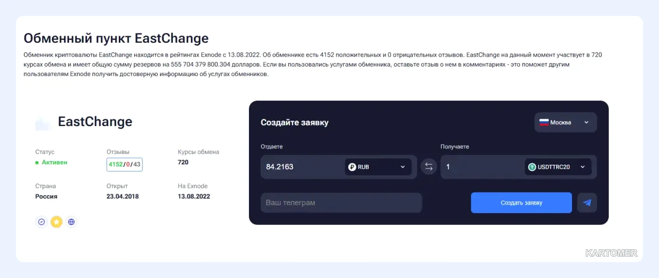 Скриншот: EastChange