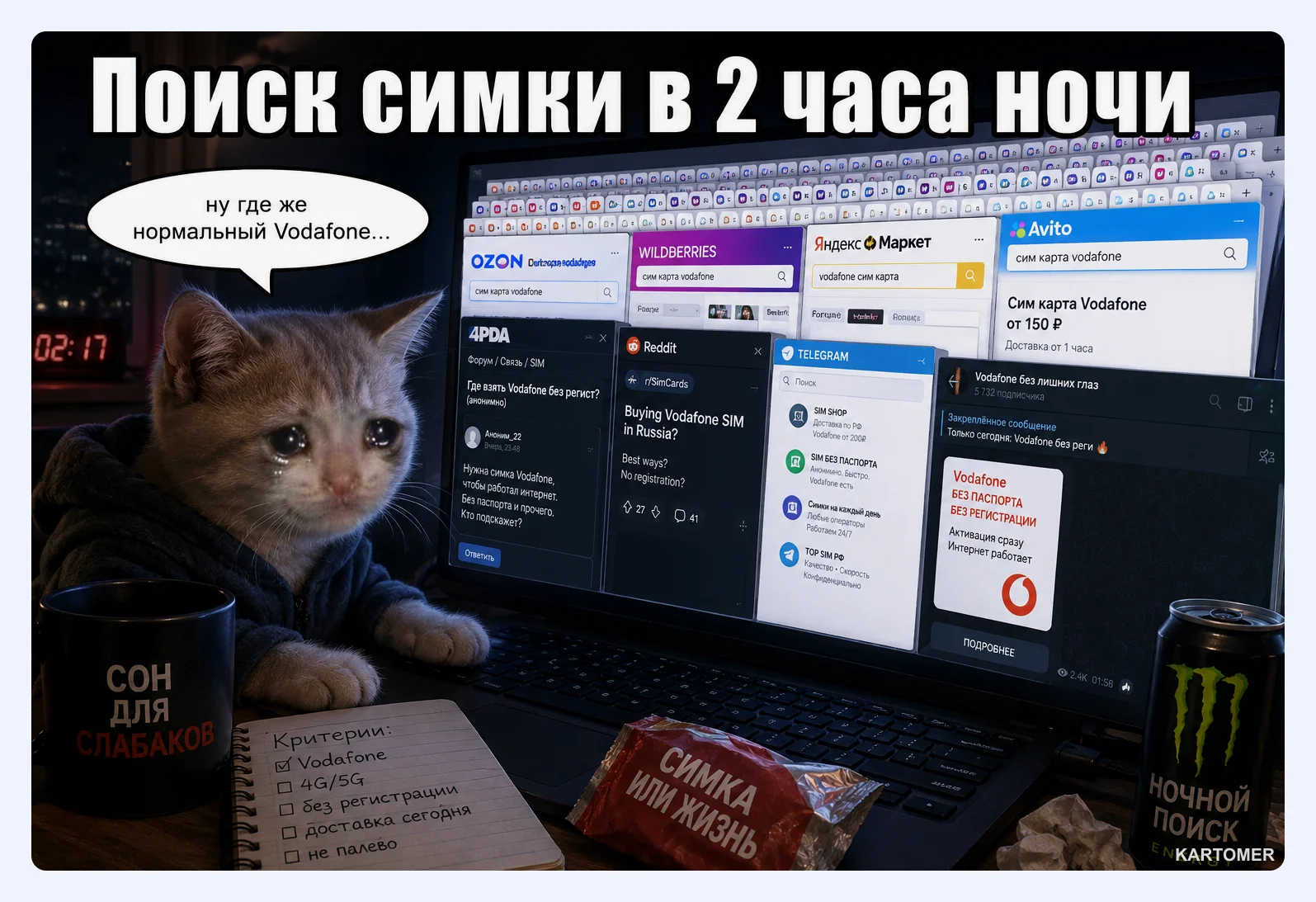 Скриншот: Где купить SIM-карту Vodafone