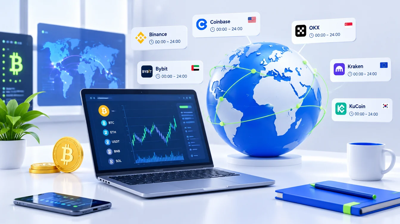 Время работы криптовалютных бирж мира