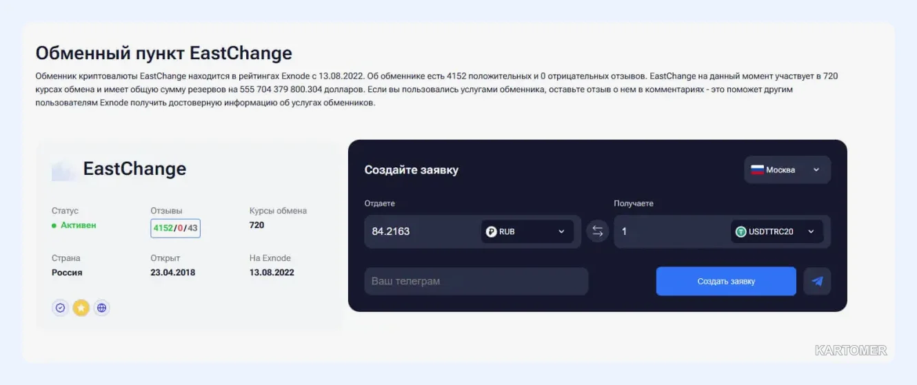 Скриншот: EastChange